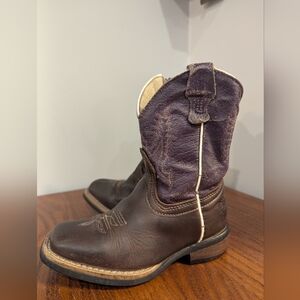 Cowgirl Boots Caballo Dorado Western boots Kids Sz 10 purple & brown leather